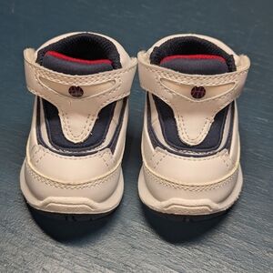 Baby Toddler Sz 1 Kids White and Navy Shoes